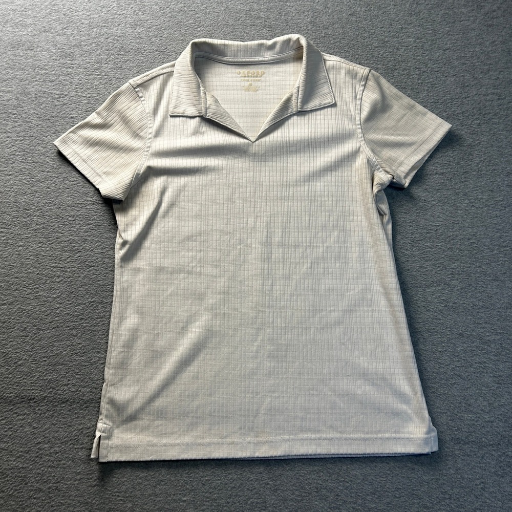 Oxford Golf Polo Shirt Womens Medium White Grid Short Sleeve Performance Golf